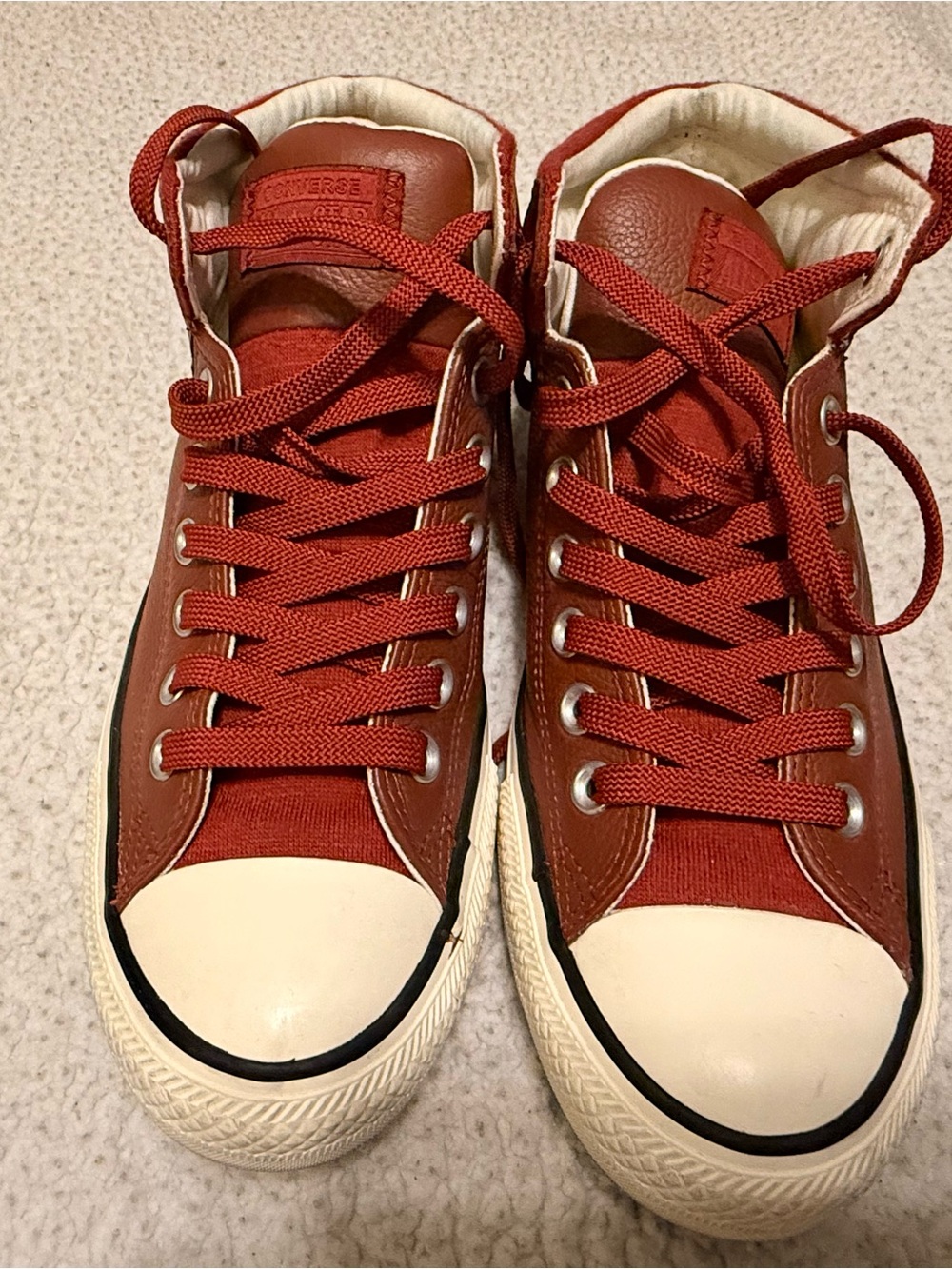 Women Red Leather Converse Chuck Taylor All Star Street - Picture 3 of 5